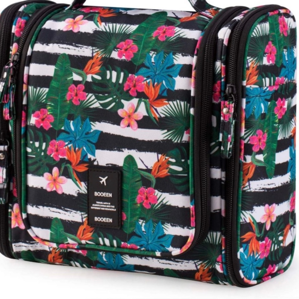 Booeen Women Toiletry Travel Hanging Bag Hawaiian Floral Pattern
